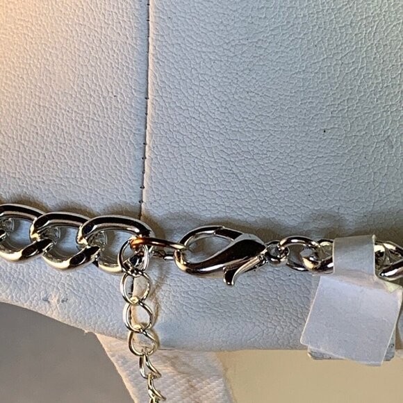 Silver Tone Curb Chain With Oval Tiger Eye Beads Choker Bib Necklace (NA96) - Picture 4 of 4